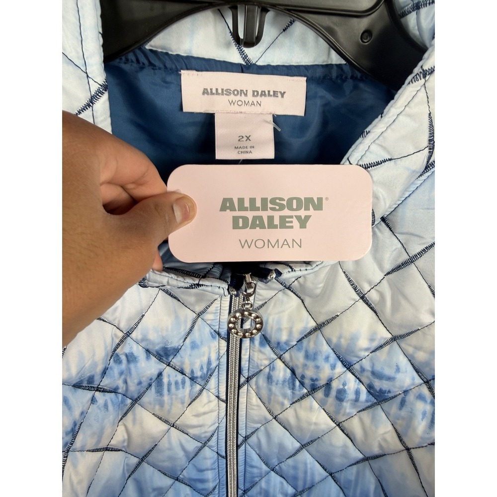 NWT Allison Daley Womens 2X Blue Ombre Tie Dye Quilted Vest Rhinestone - Picture 3 of 6
